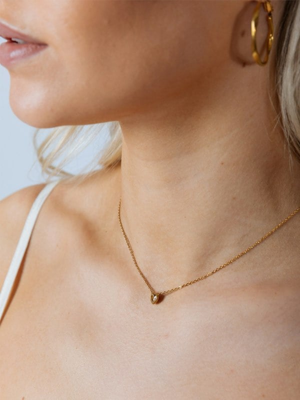 SVNX Gold Plated Mini Crystal Heart Necklace - Gift Boxed