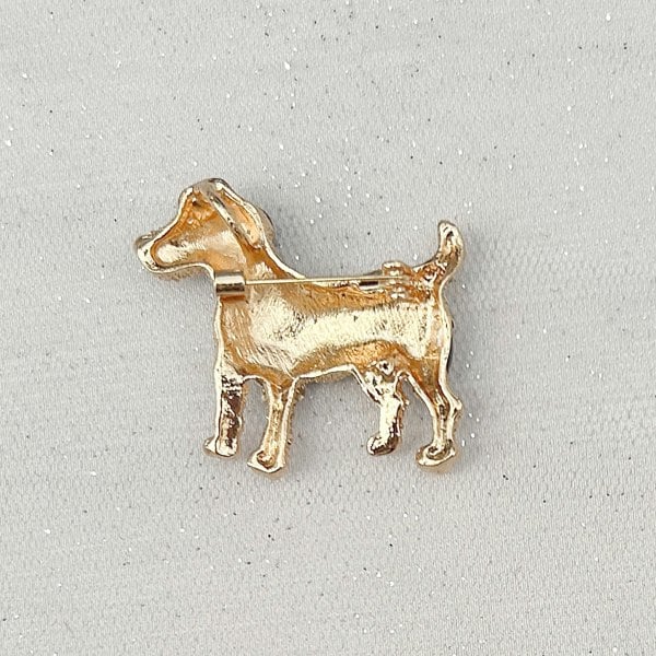 Dog brooch dog pin vintage brooch black gold brooch back