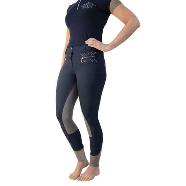 HyFASHION Womens/Ladies Kensington Breeches - Navy/Taupe/ Rose Gold - 