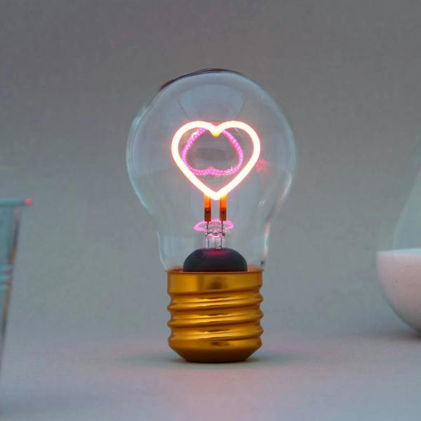 Cordless Edison Heart Lightbulb - alternative angle