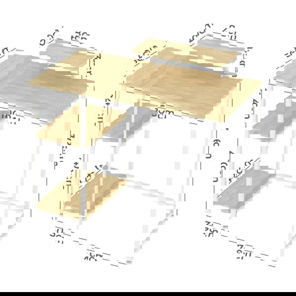 Levede Computer Desk Home Office Table with Storage Shelves Monitor Stand Oak