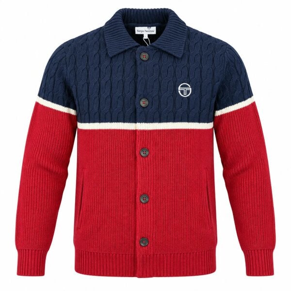 Sergio Tacchini Corte Knitted Cardigan Maritime Blue/Gardenia/Merlot