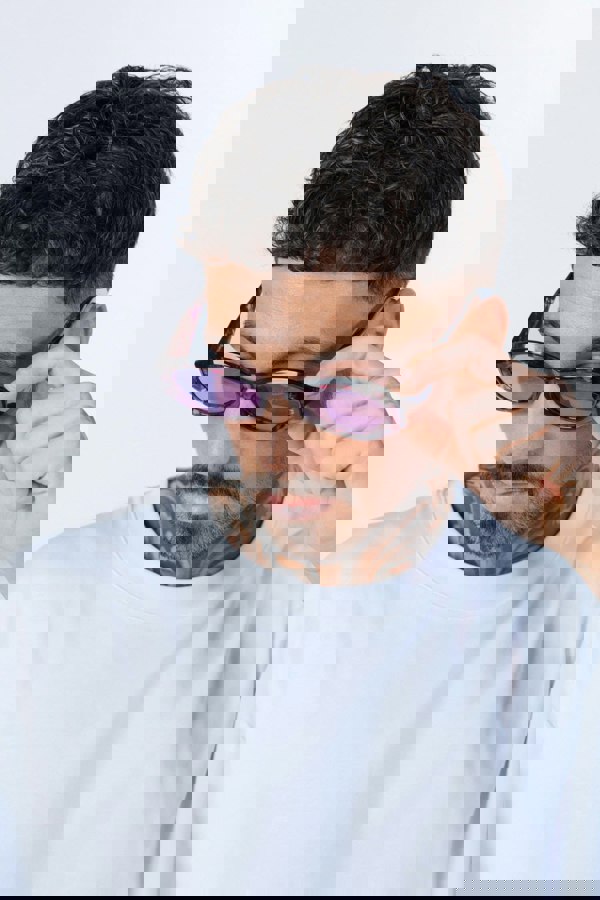 SVNX Retro Polygonal Cat-Eye Sunglasses in Purple