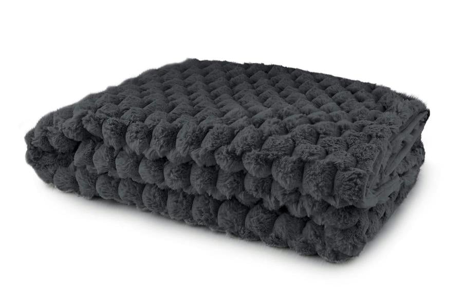 Lush Faux Rabbit Fur Black Throw 127x152cm