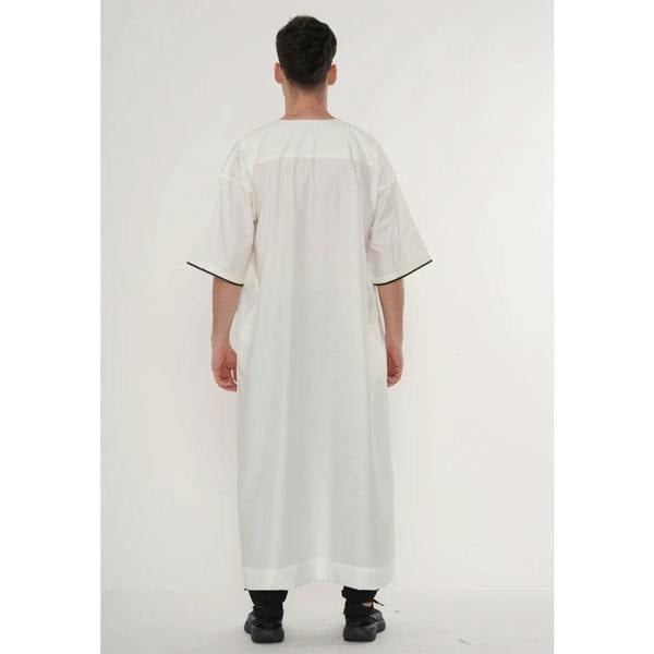 TT-006 - Men's Emirati Omani Half Sleeve Thobe - Cream - Thobez - 14
