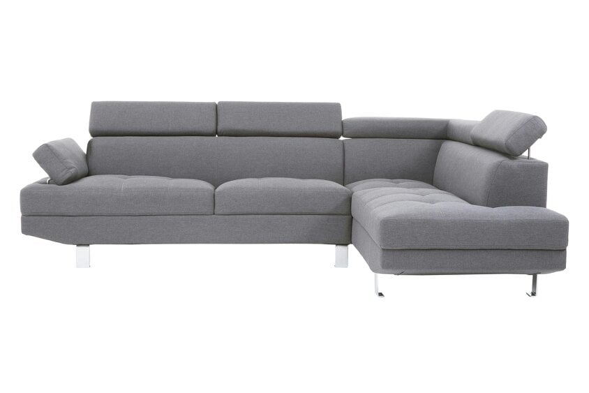Interiors by Premier Hanover Grey Linen Corner Sofa with Adjustable Headrests