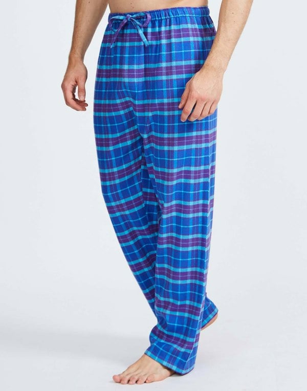 Men's Brushed Cotton Pyjama Trousers – Ultraviolet Check - British Boxers