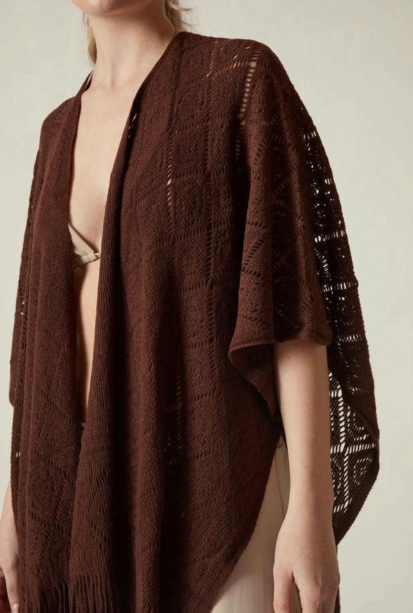 James Lakeland Brown Pointelle Knit Kaftan