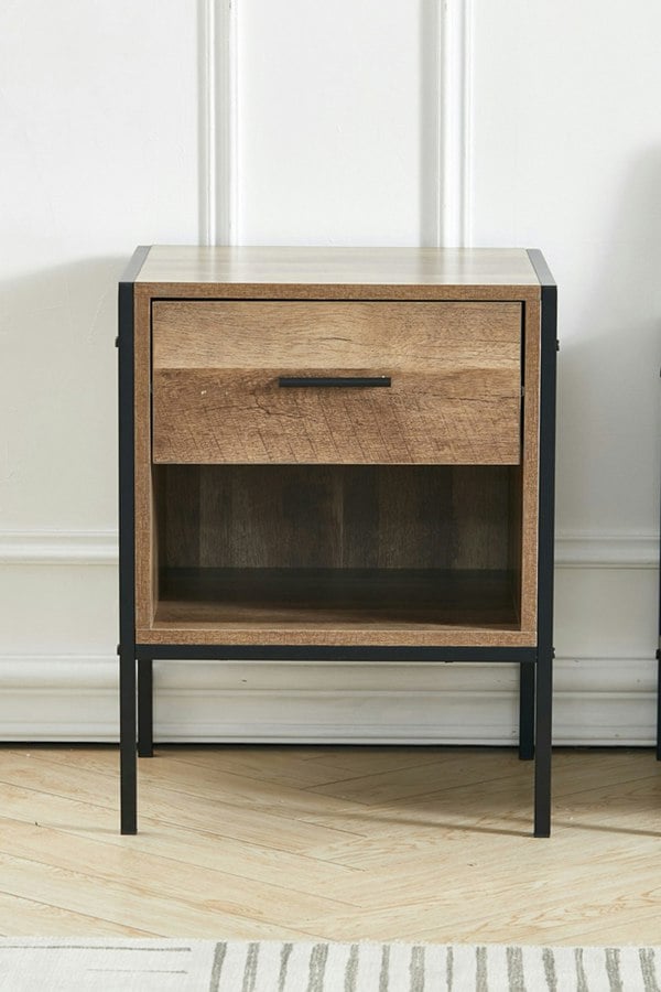 Living and Home Wooden Nightstand Sofa Side Table with Drawer