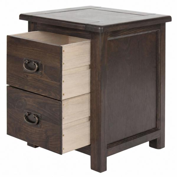 Core Products Set of 2 Boston 2-Drawer Rustic Brown Lacquered Spacious Bedside Cabinets