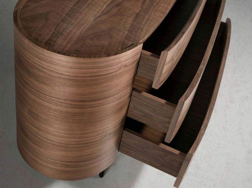 Angel Cerdá Walnut and black steel chest of drawers 7075