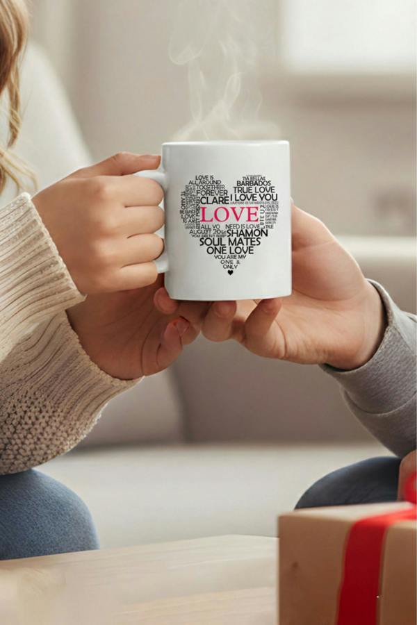 Dyzi Love Typography Heart Printed Ceramic Mug Valentine’s Day Gift