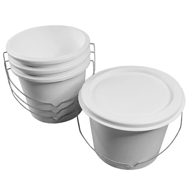Ketoplastics Plastic Paint Kettle Container with Metal Handle and Lid - Buckets, Tubs, Mixing Pots, Paint Kettle with Lids - 2.5L - 10 Pack