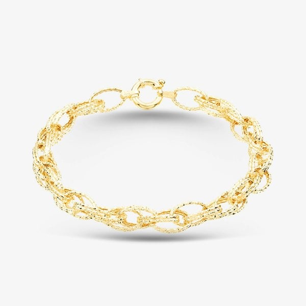 T. H. Baker 9ct Yellow Gold Double Oval Textured Link Bracelet 1.29.7072
