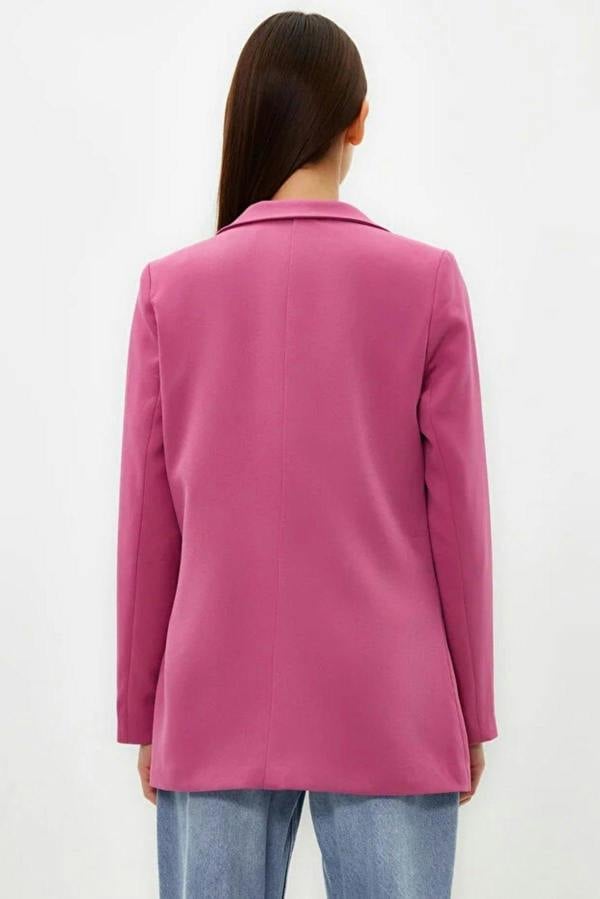 WOVCOR Lined Woven Blazer Jacket with Button Detail