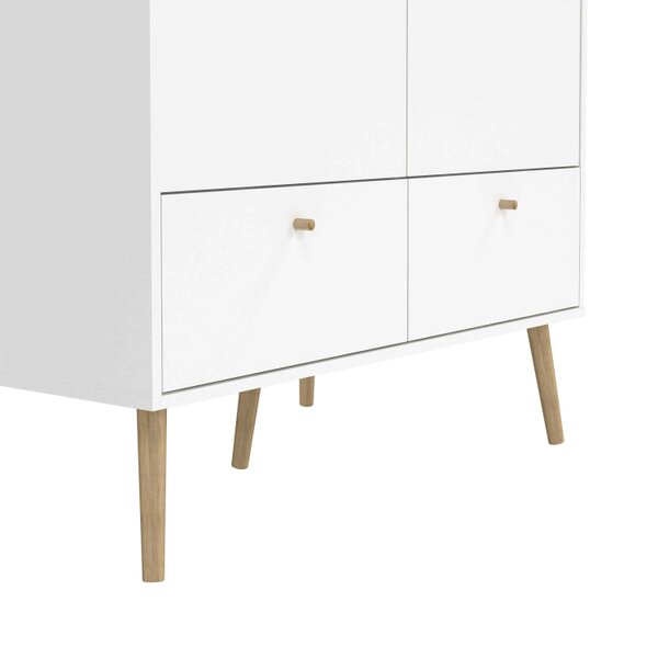 Wyld Haus Quietbloom White Wooden Wardrobe 2 Doors 2 Drawers