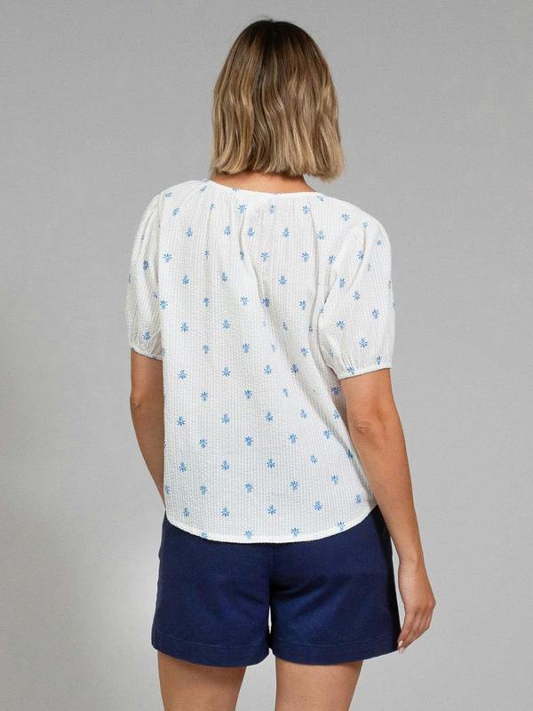 Kite Womens Organic Tincleton Seersucker Blouse Pineapple Polka