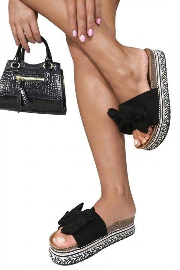 Abigail Platform Wedge Heel Sandals - Black_wb
