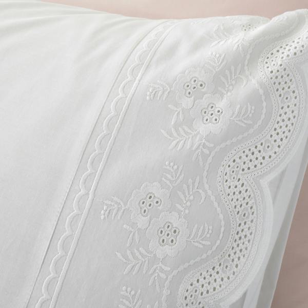Bianca Elise Lace 200 Thread Count Cotton Duvet Cover Set White