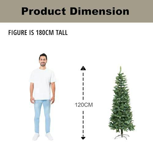 4ft to 8ft Slim Pre-Lit Green Christmas Trees with Cool White LEDs and Metal Base image 8