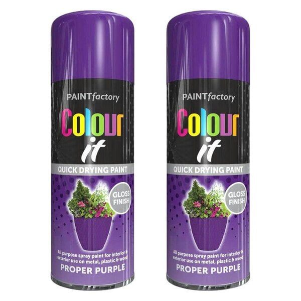 Paint Factory 2X  Proper Purple Gloss Spray Paint 250ml