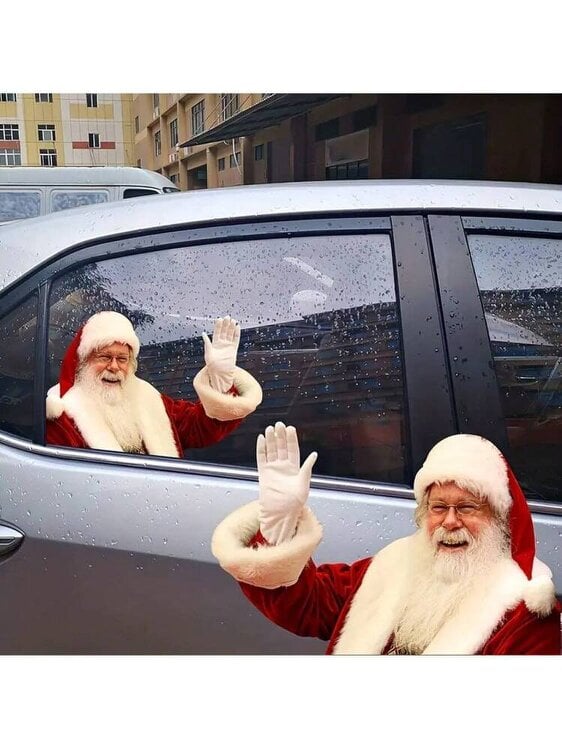 smartbies 2 Pieces Waterproof Realistic Waving Santa Claus Sticker