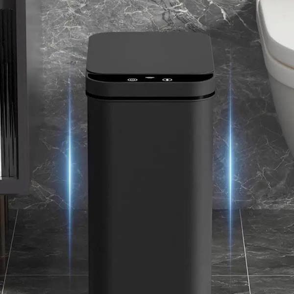 Dyzi 2pcs Black Motion Sensor Trash Cans Slim Automatic Touchless Bins