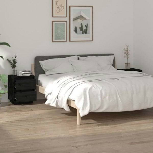 Berkfield Bedside Cabinets 2 pcs Black 40x35x50 cm Solid Wood Pine
