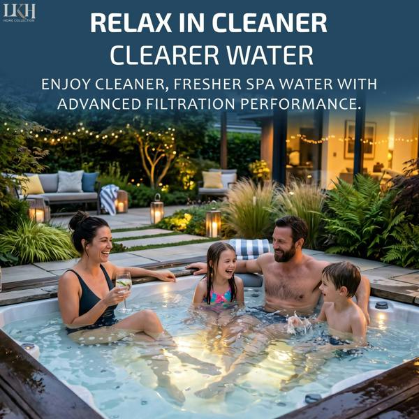 LKH HOME COLLECTION Reusable Hot Tub Filter - 2 Pack Lazy Spa Replacement Filter Cartridge with Polyester Fiber Cloth, Fixed Plastic Packaging
