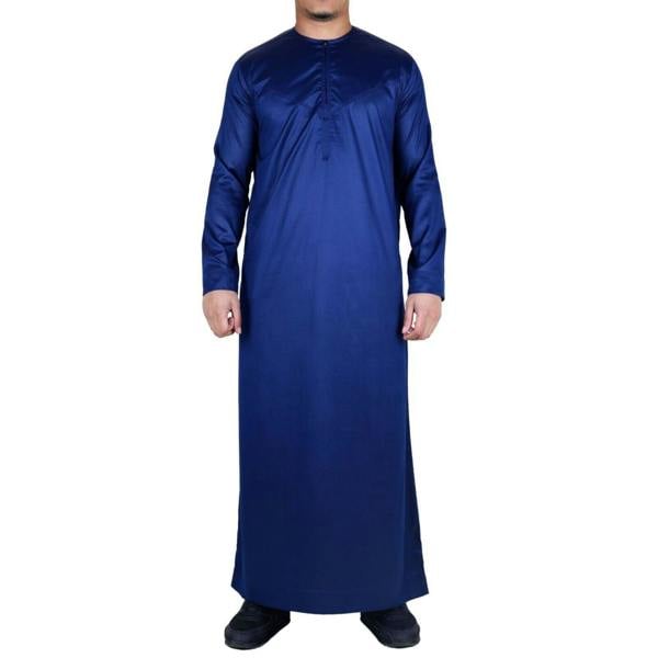 Infinity Leather Men's Thobe Robe Satin Emirati Islamic Jubba Eid Regular Fit