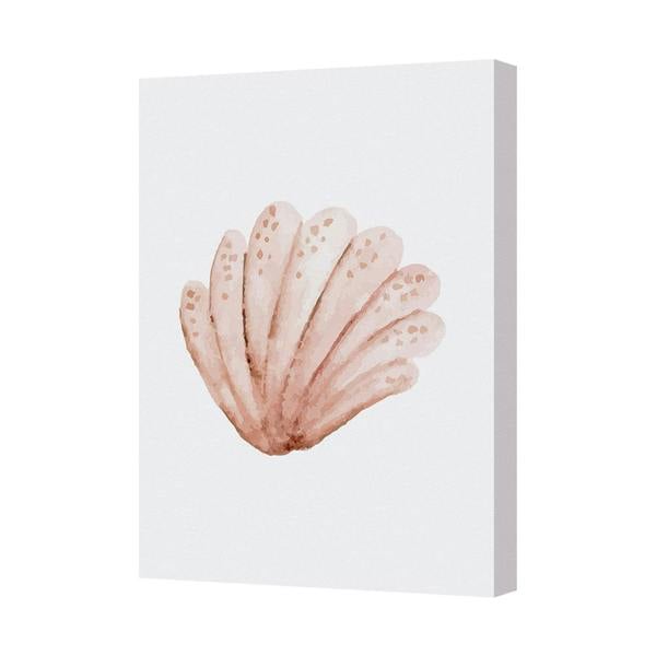 Benjamin Tate Design Watercolor Seashell On Pink Canvas Wall Art Print Artwork