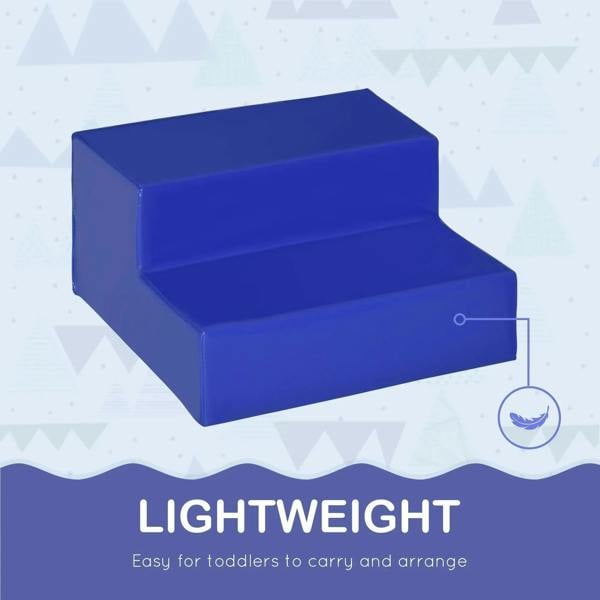 Blue foam toddler step and ramp module, padded and lightweight