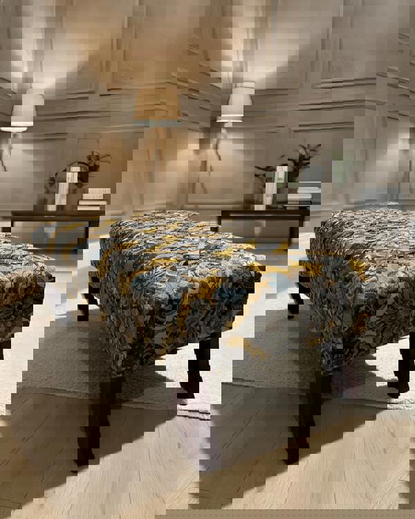 Premium upholstered floral pouffe footrest for home décor - ISTOOLS