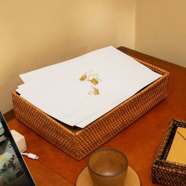 Rattan A4 Paper Tray - Coastal Villa Homeware