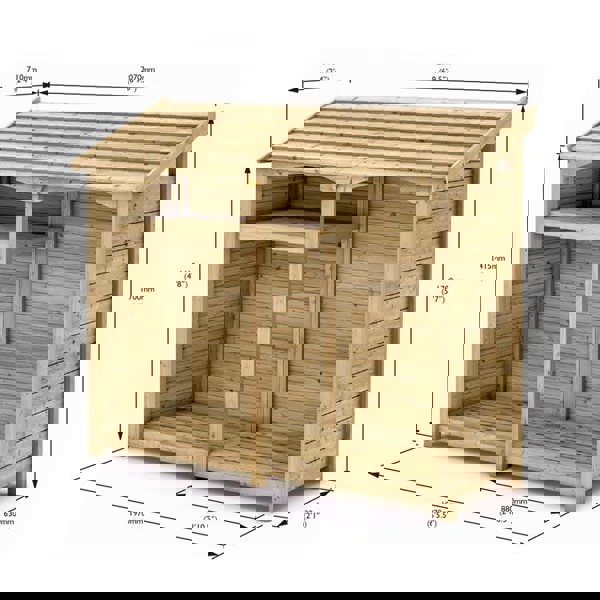 Premium Double log store with kindling shelf, tanalised timber