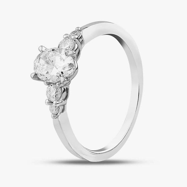 T. H. Baker Platinum Certificated 0.70ct Oval Cut Diamond Shoulder Set Solitaire Ring 31267/90