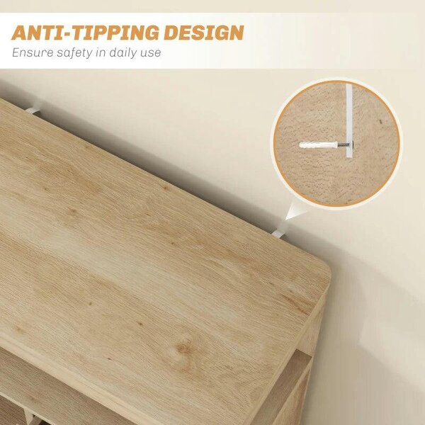 Small Sideboard with Drawers and Adjustable Shelf - Nature Wood Finish