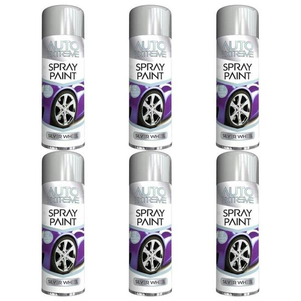 Auto Extreme 6X Auto Extreme Silver Wheel Spray Paint 250ml