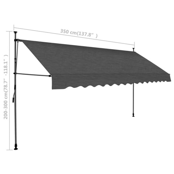 Berkfield Manual Retractable Awning with LED 350 cm Anthracite