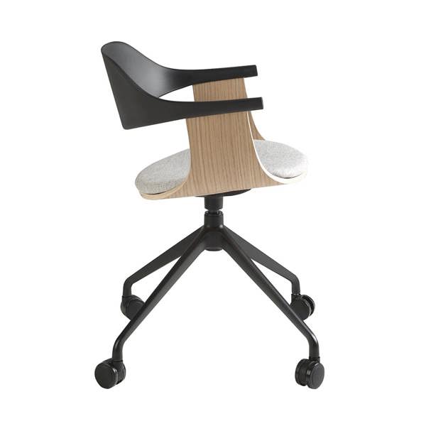 Angel Cerdá Swivel office chair in light grey fabric and black pvc 4130