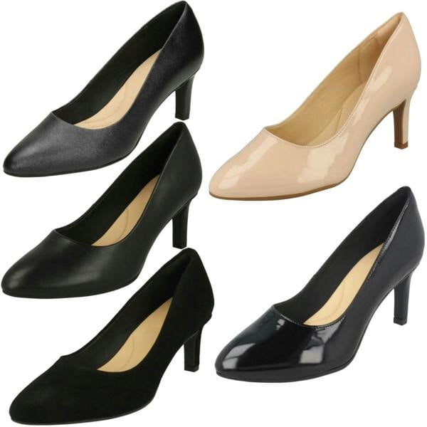 Clarks Ladies Clarks Textured Court Shoes Calla Rose