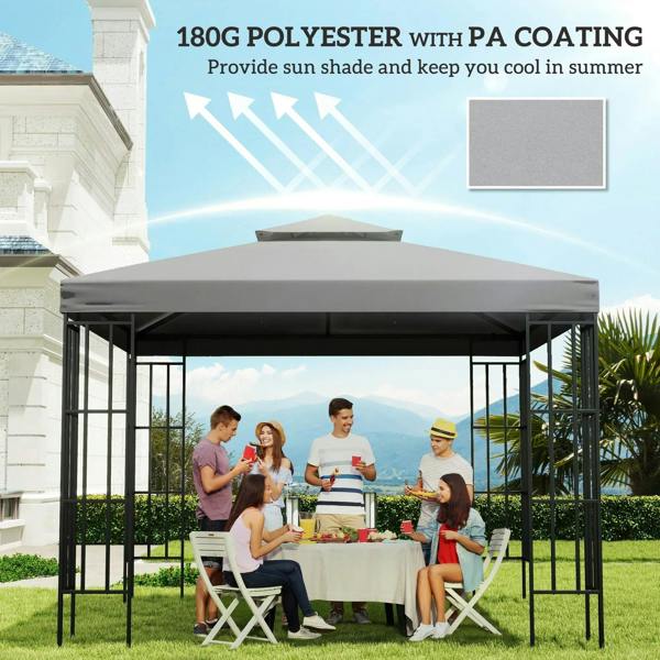 Light grey double-tier gazebo roof cover with 180G polyester material