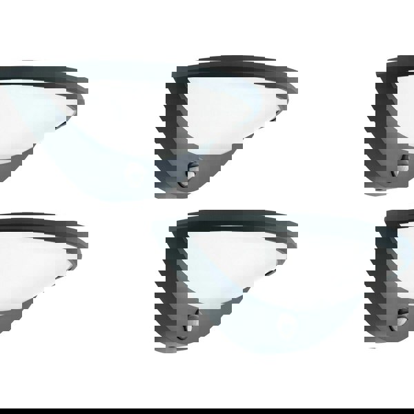 2 PACK IP44 Outdoor Wall Light & PIR Sensor Anthracite Aluminium 9.3W LED Loops