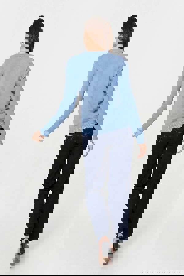 Blue | Textured Knitted Long Sleeve Jumper
