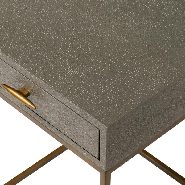 Wyld Haus Mandalo Taupe Shagreen and Brass One Drawer Side Table