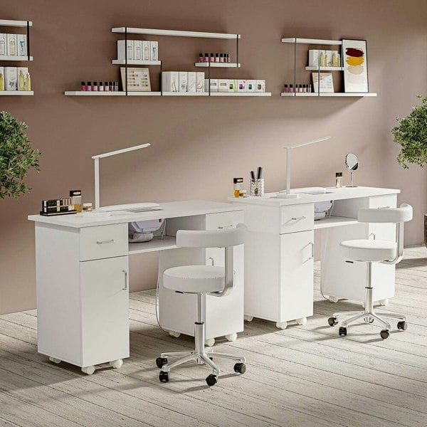 120cm Wide Wheeled Manicure Table with Electric Dust Extractor Dressing Tables Living and Home