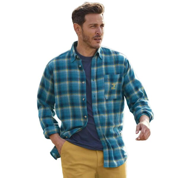Atlas For Men Mens Checked Flannel Shirt - Blue