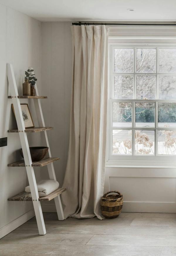 Statement Furniture Florence Ladder Shelf Wooden Shelving Unit Lean-Up Shelf