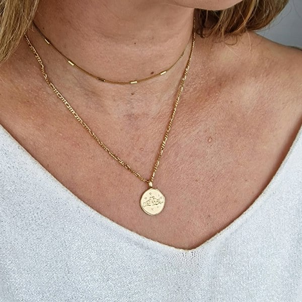 18ct Gold Plated Zodiac Sign Coin Necklace