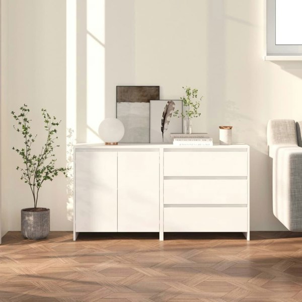 Berkfield 2 Piece Sideboard White Engineered Wood